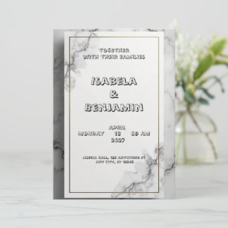 Grey Marble Effect Wedding Invitation