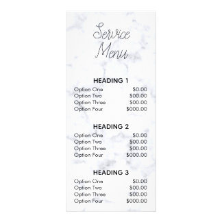grey marble granite modern salon service menu