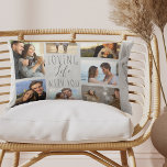 Grey Marble Loving Life with You - 7 Photo Collage Lumbar Pillow<br><div class="desc">Modern photo collage lumbar pillow which you can personalize with 7 of your favourite photos. The template is set up ready for you to add your photos, working clockwise from the top left. Your photos are set against a stylish watercolor marble in grey and white. The wording reads "loving life...</div>