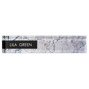 Grey Marble Modern Name Elegant Trendy Business Nameplate