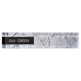 Grey Marble Modern Name Elegant Trendy Business Nameplate