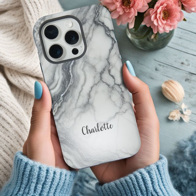 Grey Marble Personalized iPhone Case (Creator Uploaded)