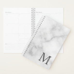 Grey Marble Personalized Monogram and Name Planner