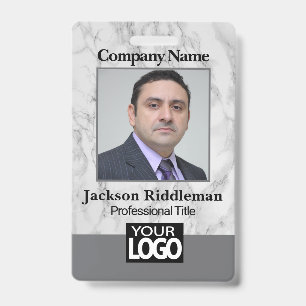 Grey Marble Photo and Logo Badge