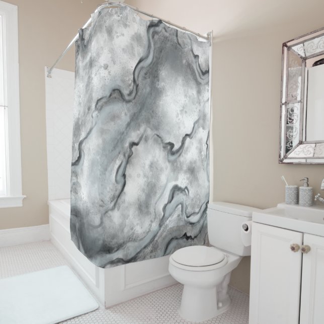 Grey Marble Shower Curtain (In Situ)