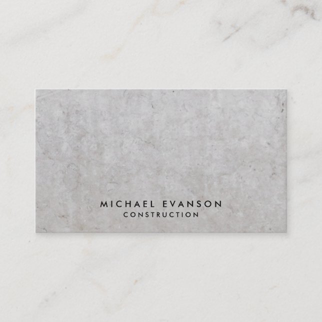 Grey Marble Stone Pattern Simple Construction Business Card (Front)