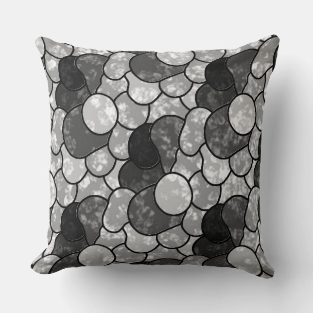 Grey Marble Stones Abstract Pattern Throw Pillow (Front)