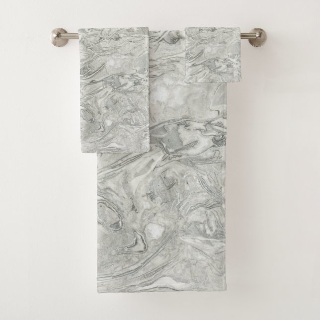 Grey marble surface pattern bath towel set (Insitu)