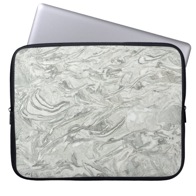Grey marble surface pattern laptop sleeve (Front)