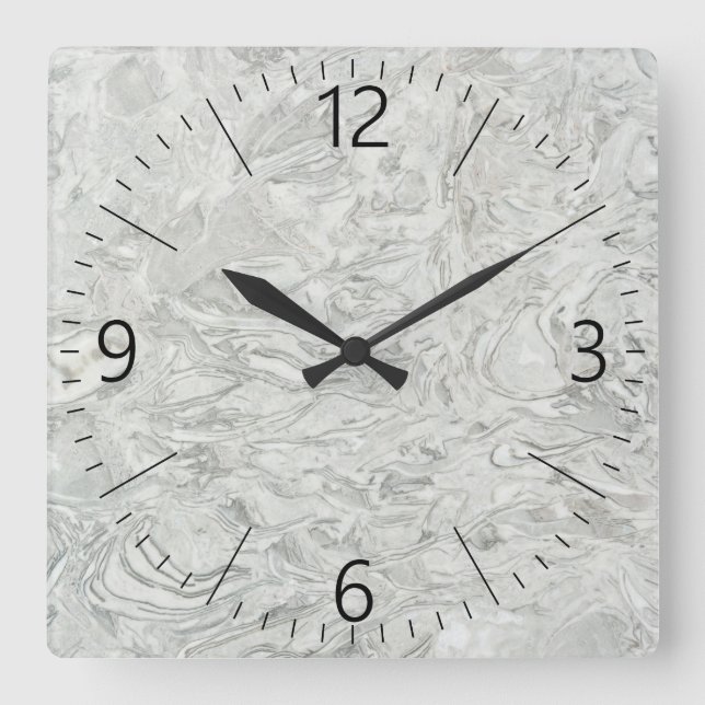 Grey marble surface pattern square wall clock (Front)