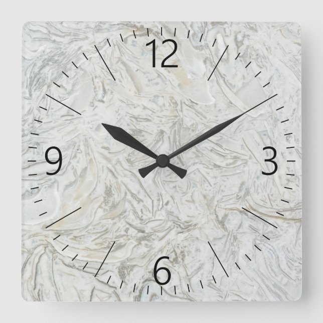 Grey marble surface pattern square wall clock (Front)