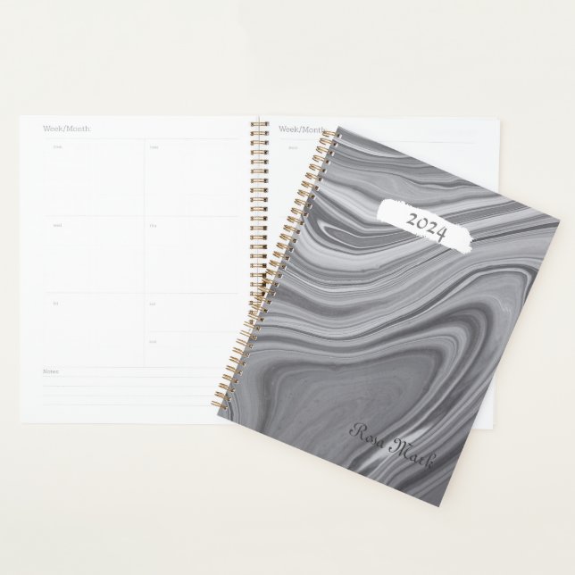 Grey Marble Swirl Customized Planner (Display)