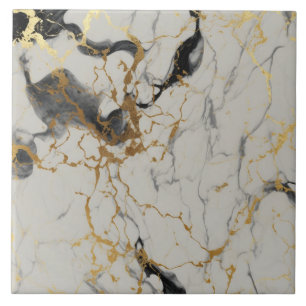 Grey Marble with Black, Brown, and Gold Tile