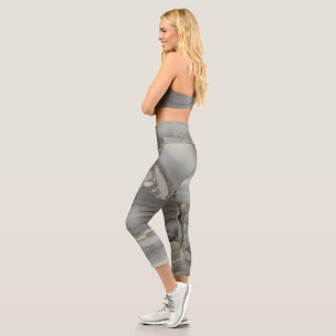 Grey Marble with Gold Vein Capri Leggings