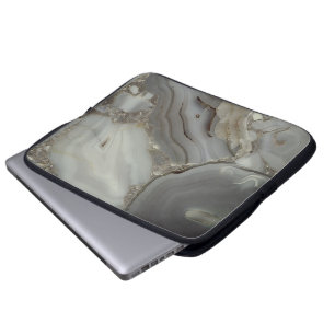 Grey Marble with Gold Vein Laptop Sleeve