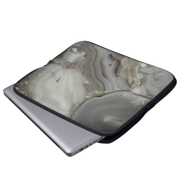 Grey Marble with Gold Vein Laptop Sleeve (Front Bottom)