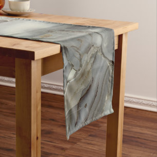 Grey Marble with Gold Vein Long Table Runner