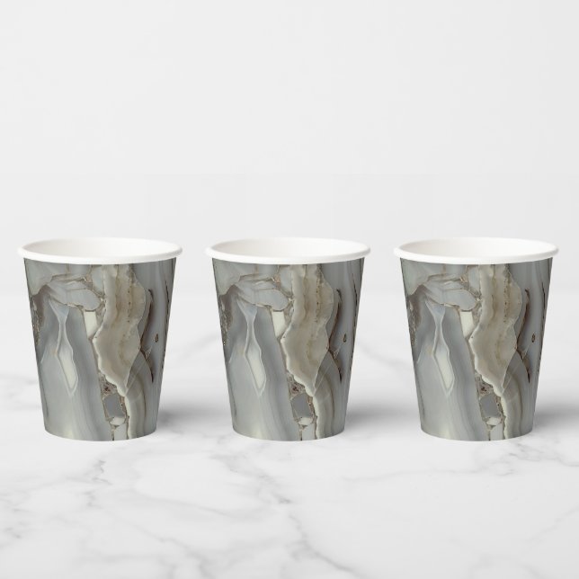 Grey Marble with Gold Vein Paper Cups (Multi)