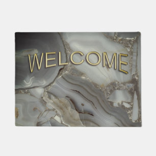 Grey Marble with Gold Vein Welcome Matt Doormat