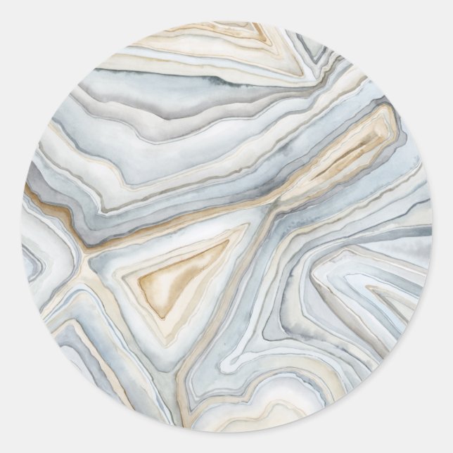 Grey Marbled Abstract Design Classic Round Sticker (Front)