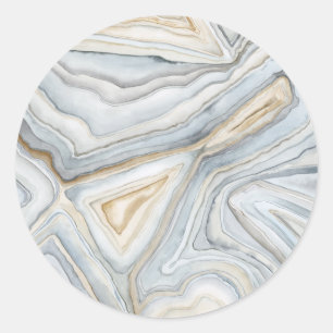 Grey Marbled Abstract Design Classic Round Sticker