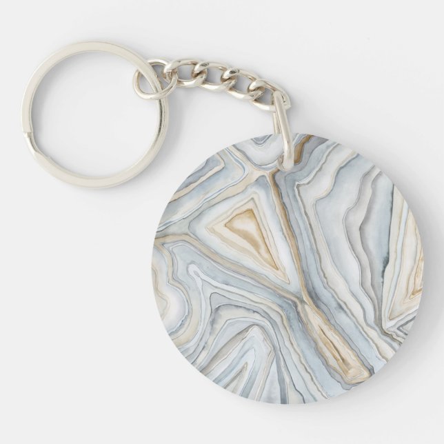 Grey Marbled Abstract Design Keychain (Front)
