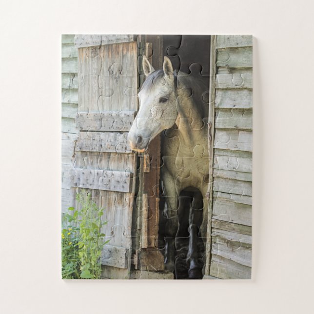 Grey Mare Horse & Barn Oversized Jigsaw Puzzle (Vertical)