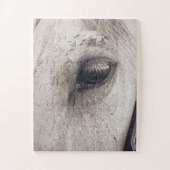 Grey Mare Horse, Up Close Eye Jigsaw Puzzle (Vertical)
