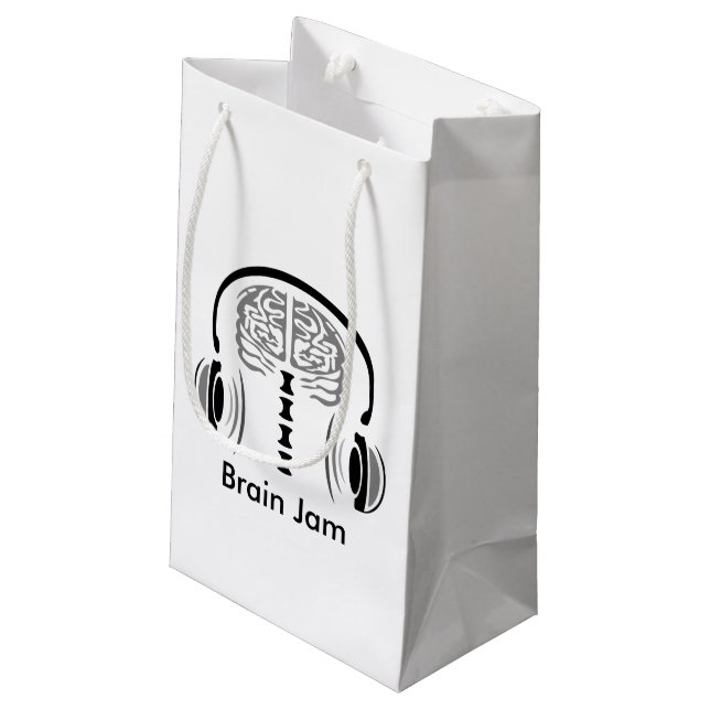 Grey Matter Brain Listing to Music Small Gift Bag (Back Angled)