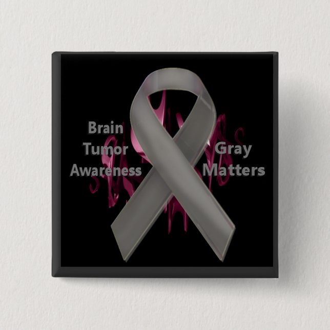 Grey Matters - Brain Tumour Awareness 2 Inch Square Button (Front)
