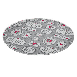 Grey me and you love Pattern Cutting Board