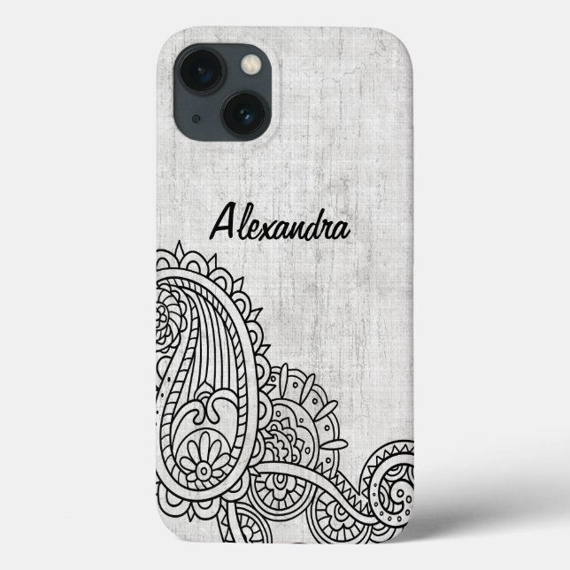 Grey Mehndi Motif Galaxy Note 4 Case (Back)