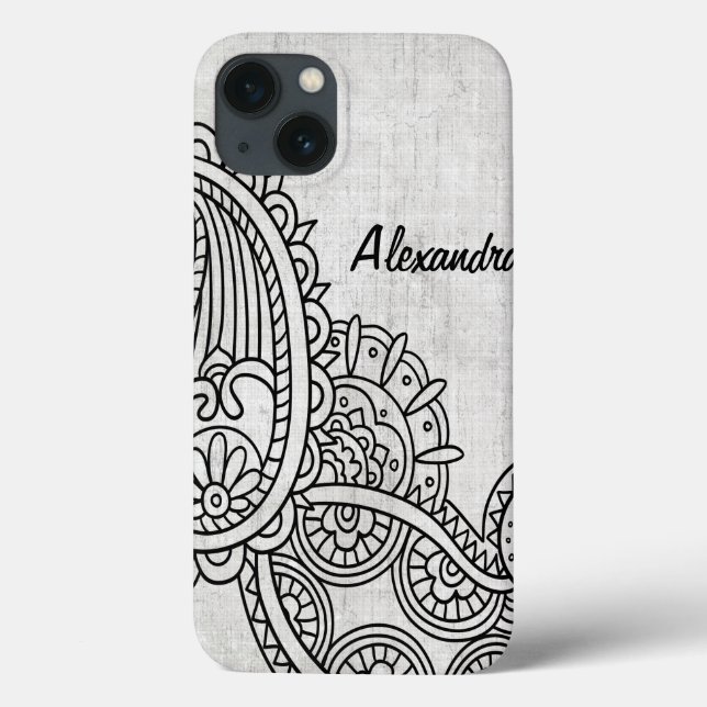 Grey Mehndi Motif iPad Case (Back)