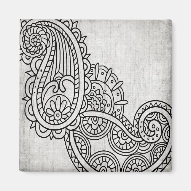 Grey Mehndi Motif Magnet (Front)