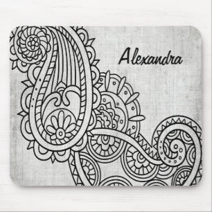 Grey Mehndi Motif Mousepad
