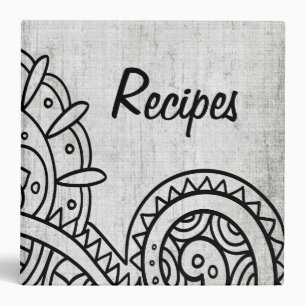 Grey Mehndi Motif Recipe Binder