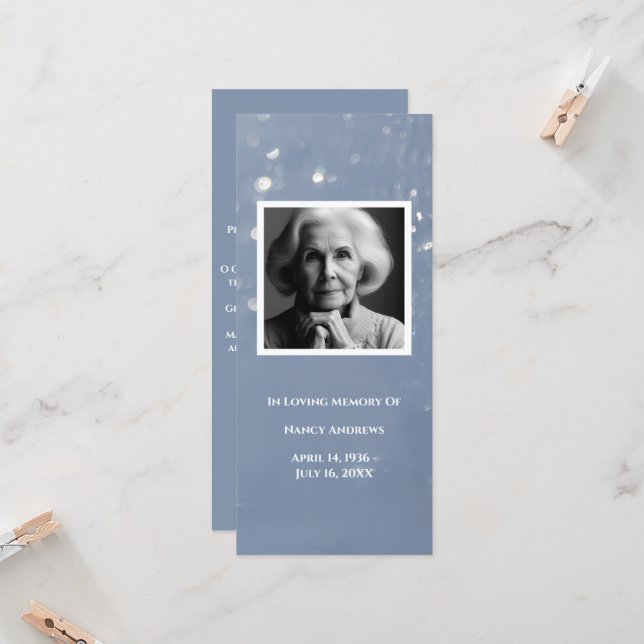 Grey Memorial  Photo Prayer Card Funeral Bookmark (Front/Back In Situ)