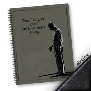 Grey Mens Loss Grief Journal Pen Ink Notebook