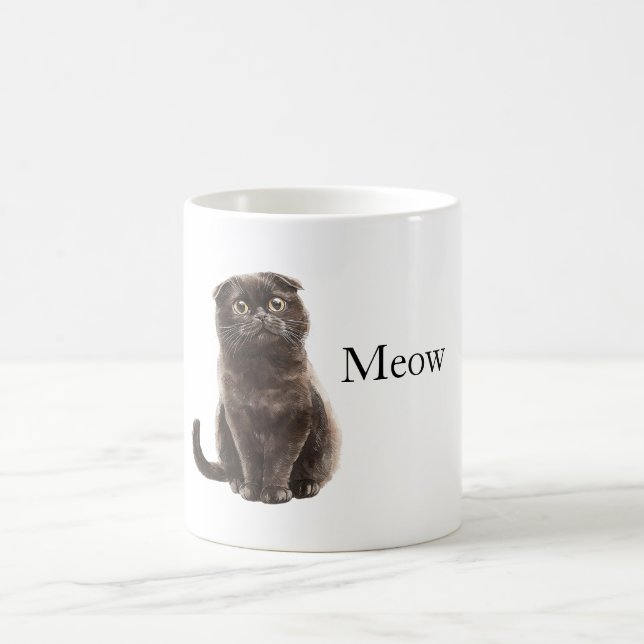 Grey Meow Cat Coffee Mug (Center)