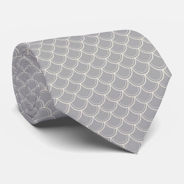 GREY MERMAID SCALE MENS TIE (Rolled)