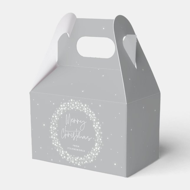 Grey Merry Christmas Sparkling Lights Favor Box (Front Side)