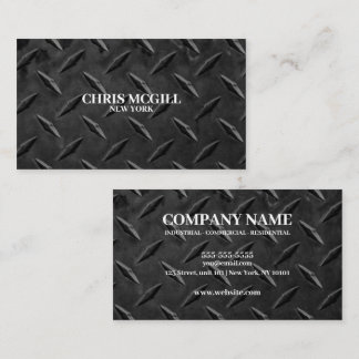 Grey Metal Texture Custom Construction Worker Business Card
