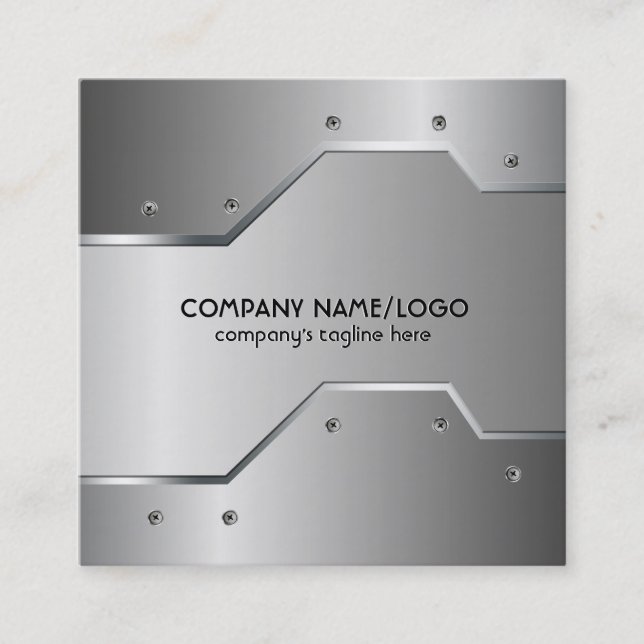 Grey Metallic Embossed Look  Business Card (Front)