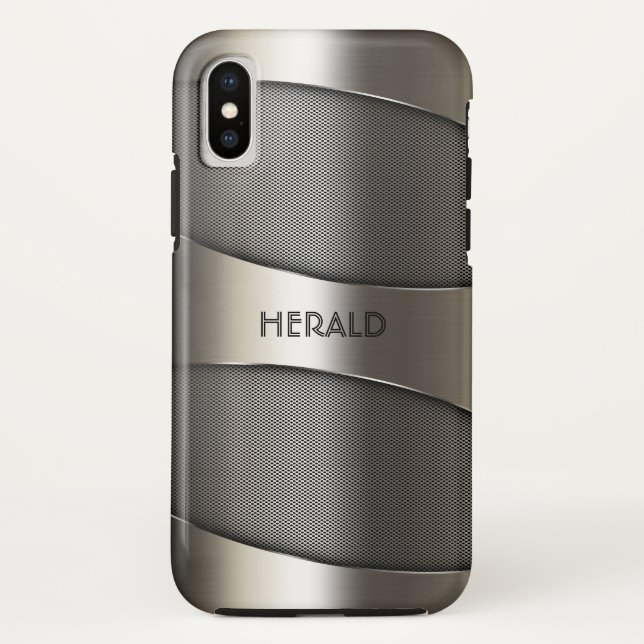 Grey Metallic Geometric Design Case-Mate iPhone Case (Back)