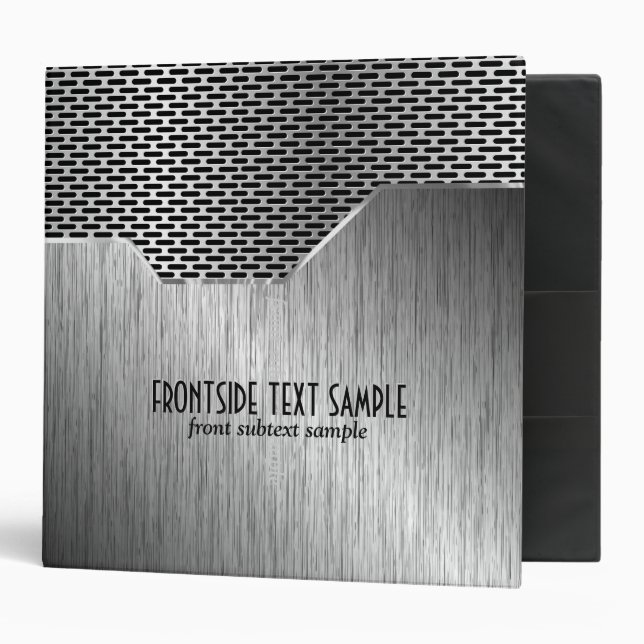 Grey Metallic Look Brushed Steel Binder (Front/Inside)