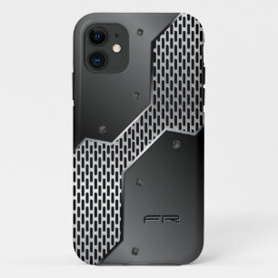 Grey Metallic Print Geometric Pattern. iPhone 11 Case