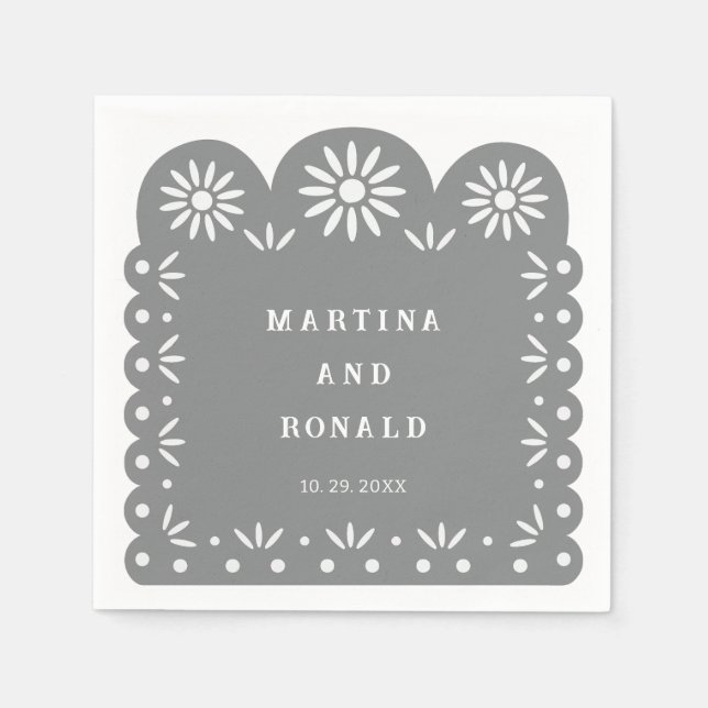 GREY MEXICAN PAPEL PICADO NAPKIN (Front)