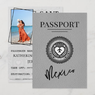 Grey Mexico Passport Save The Date