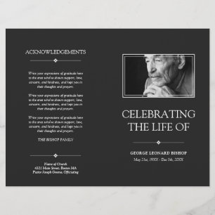 Grey Minimal Celebration of Life Funeral Program