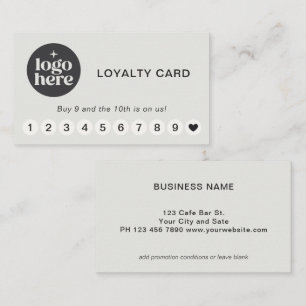 Grey MInimal Logo Customer Loyalty Punch Card